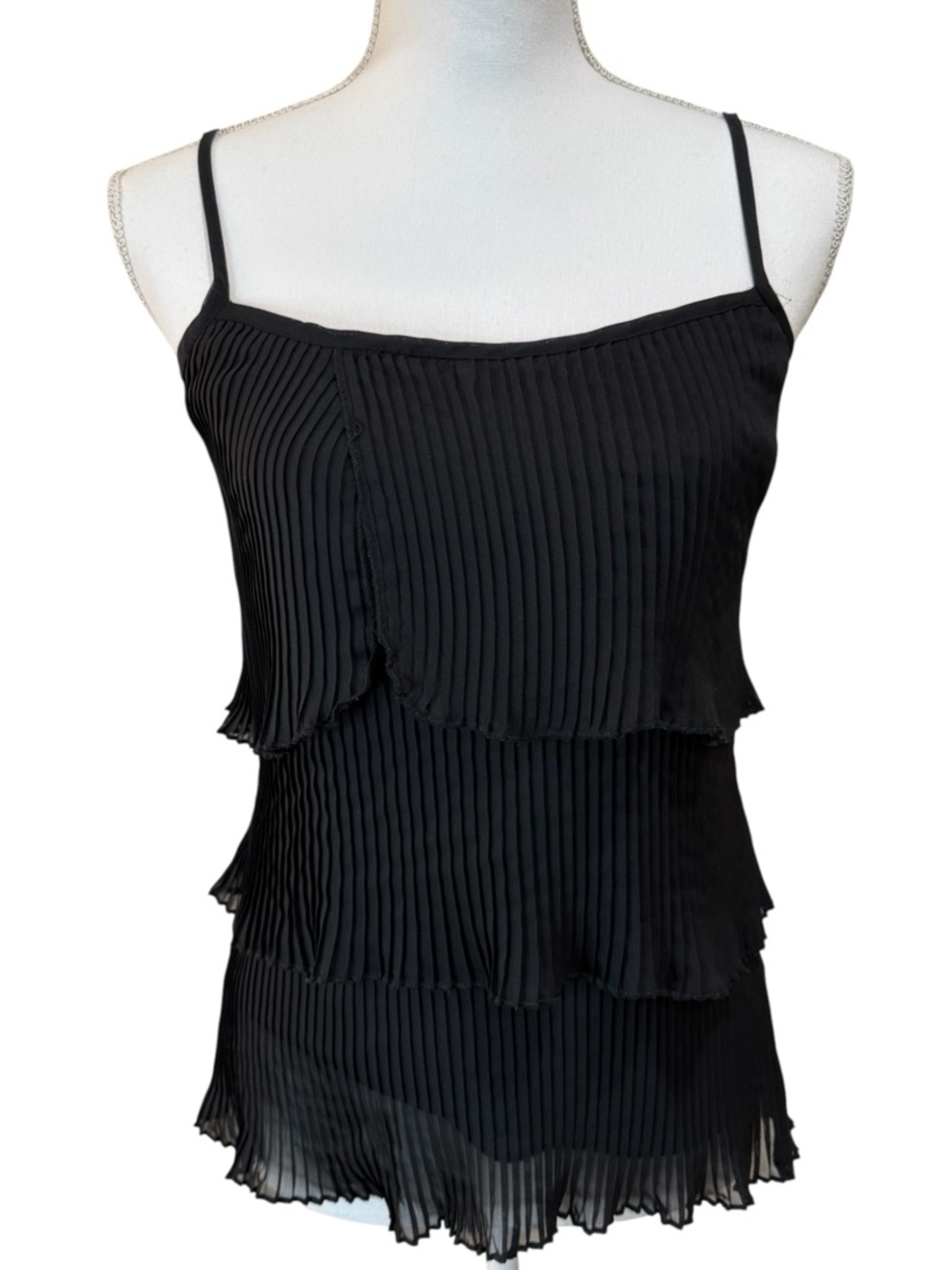 American Rag Black Pleated Tiered Camisole Size XS